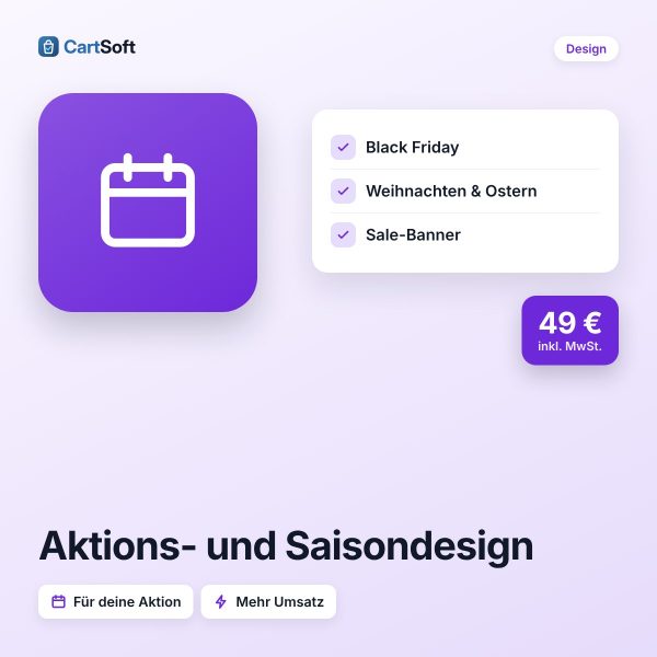 Aktions- und Saisondesign – Dein Shop im Aktionslook – für Black Friday, Weihnachten, Ostern oder deinen