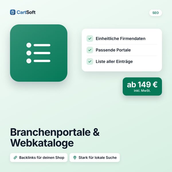 Einträge in Branchenportale und Webkataloge – Mehr Backlinks und Sichtbarkeit für deinen Shop: Wir tragen deine Firma in passende