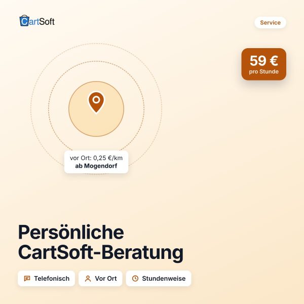 Persönliche CartSoft-Beratung für 59 € pro Stunde, telefonisch oder vor Ort