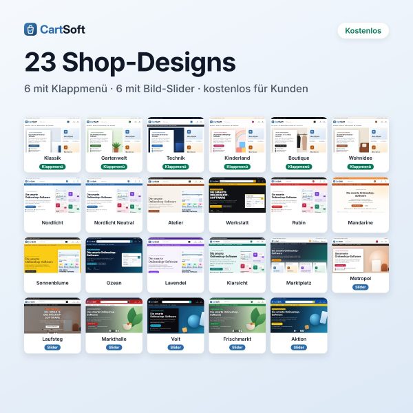 Die 23 kostenlosen Shop-Designs von CartSoft