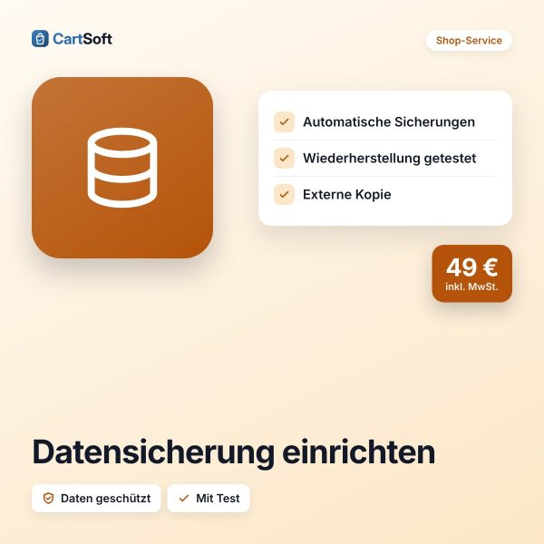 Datensicherung einrichten – Wir richten die automatische Datensicherung deines Shops ein und testen die