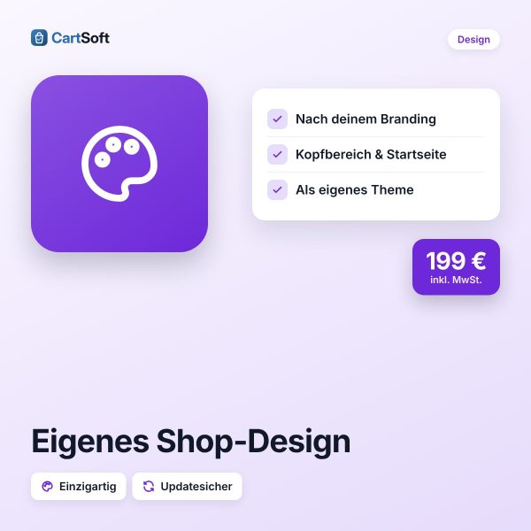 Eigenes Shop-Design – Ein Design nur für dich: Wir gestalten ein eigenes CartSoft-Theme nach deinem Logo,