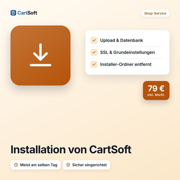 Installation von CartSoft – Wir installieren CartSoft auf deinem Webspace – Datenbank, Upload, Grundeinstellungen und