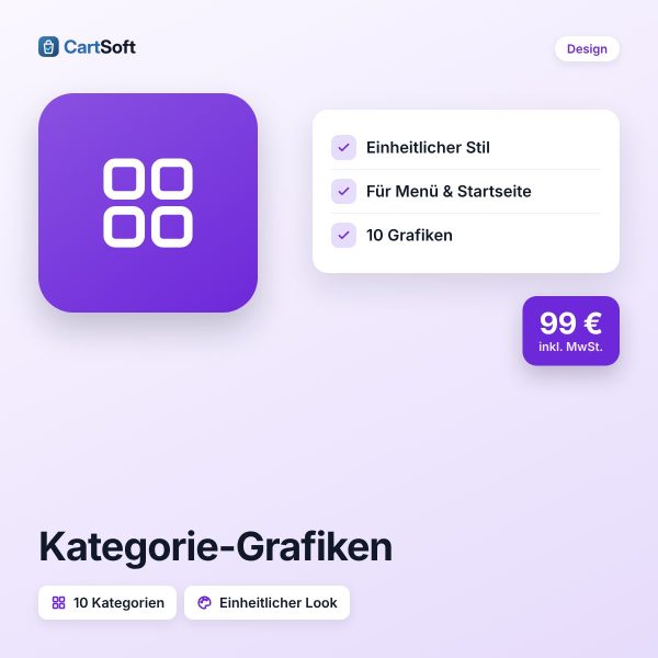 Kategorie-Grafiken (10 Stück) – Zehn einheitlich gestaltete Kategorie-Grafiken für Menü und Startseite – dein Shop wirkt