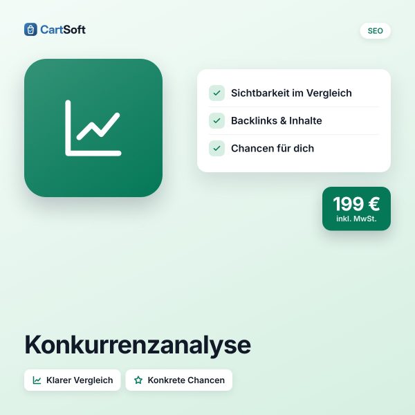 Konkurrenzanalyse (3 Wettbewerber) – Was machen deine stärksten Wettbewerber bei Google besser? Wir vergleichen deinen Shop