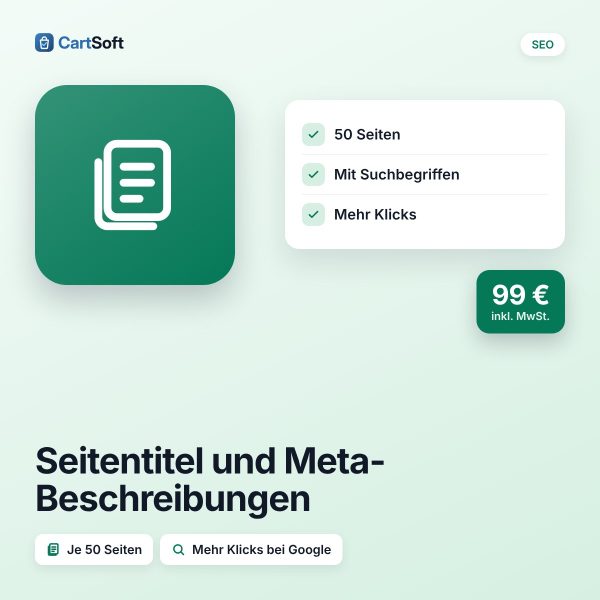Seitentitel und Meta-Beschreibungen (50 Seiten) – Überzeugende Seitentitel und Meta-Beschreibungen für 50 Seiten – mit den richtigen