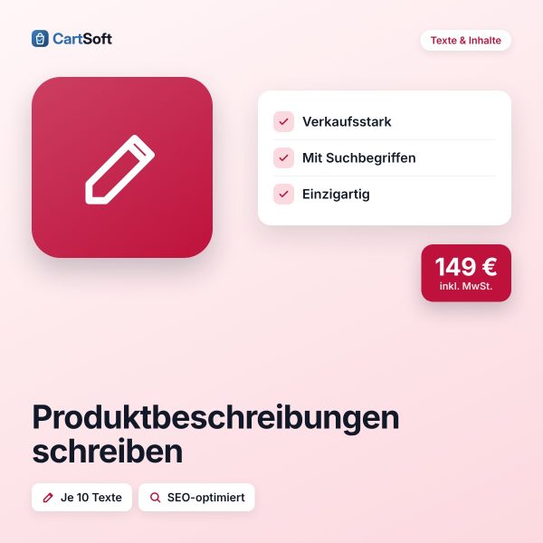 Produktbeschreibungen schreiben (10 Stück) – Einzigartige, verkaufsstarke Produktbeschreibungen mit den richtigen Suchbegriffen –