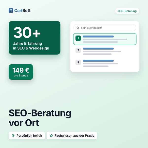 SEO-Beratung vor Ort mit über 30 Jahren Erfahrung, 149 € pro Stunde
