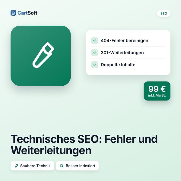 Technisches SEO: Fehler und Weiterleitungen – Wir bereinigen 404-Fehler, richten Weiterleitungen ein und beseitigen doppelte Inhalte –
