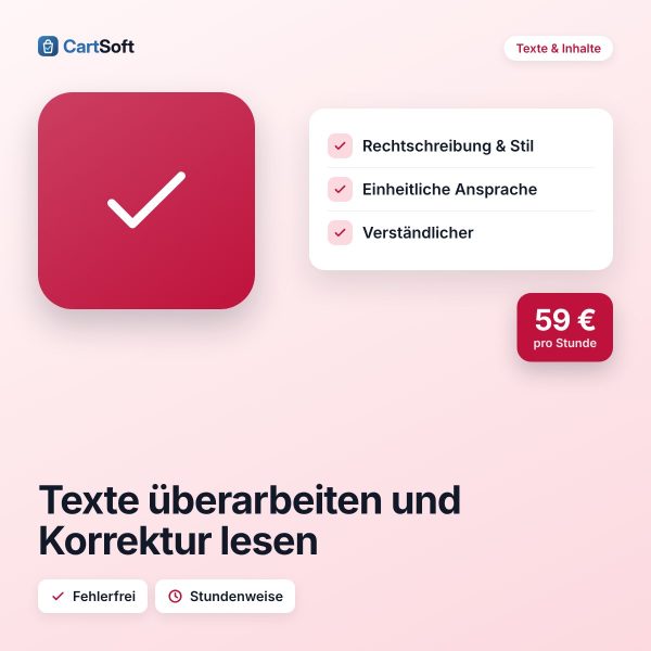 Texte überarbeiten und Korrektur lesen (pro Stunde) – Fehlerfreie, verständliche Texte: Wir überarbeiten deine Shoptexte und lesen Korrektur –
