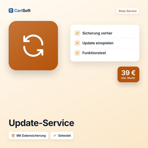 Update-Service – Wir spielen das neueste CartSoft-Update für dich ein – mit Sicherung vorher und